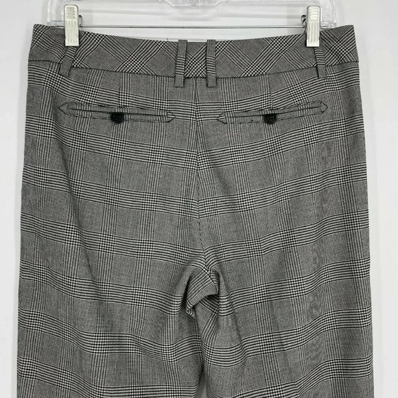 Trina Turk Pants Women Sz 6 Plaid Straight-Leg Mid-Rise Business Flat Front Gray - Picture 6 of 10